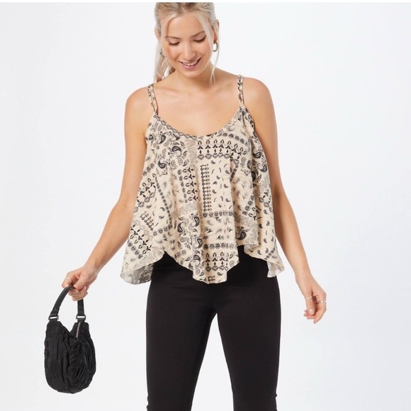 Free People Tops - Free People Hey Girl Paisley Crisscross Back
Handkerchief Crop Tank Top Small